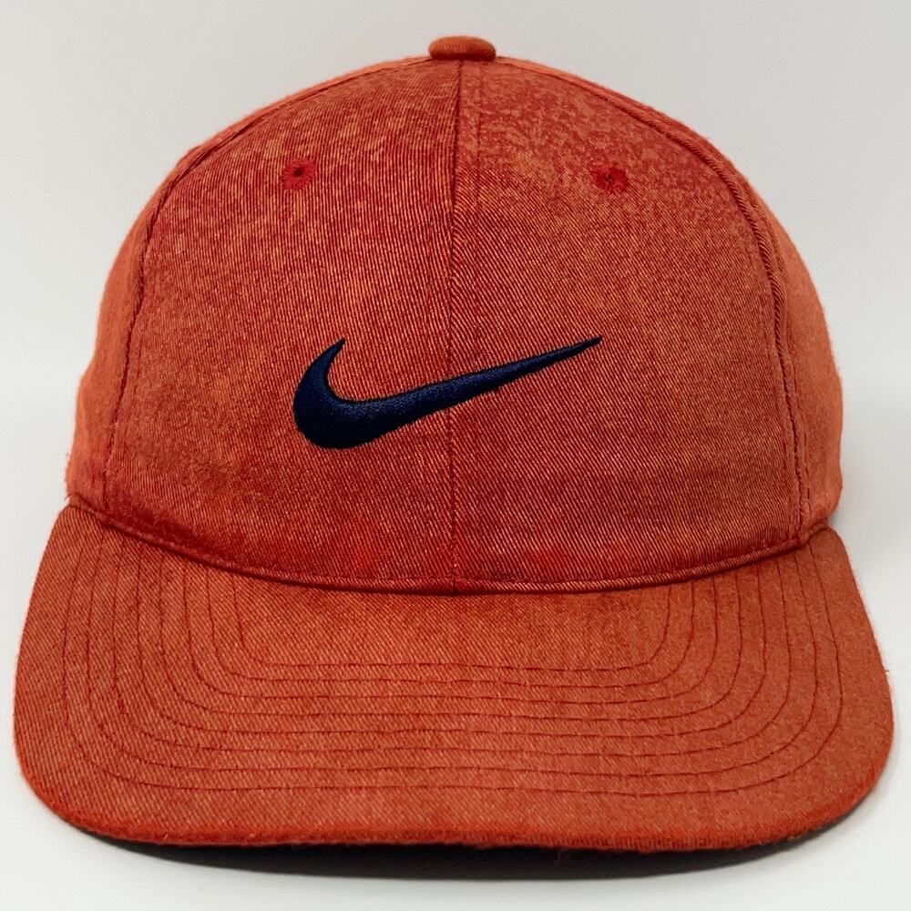 Nike 2009 Orange Baseball Cap Hat Snapback Swoosh One Size Bleach Dye Custom